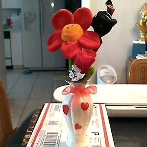 Black leather Rose & Vase